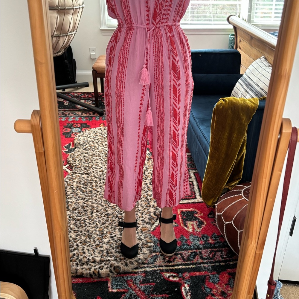 Elan Pink and Red Patterned Jumpsuit